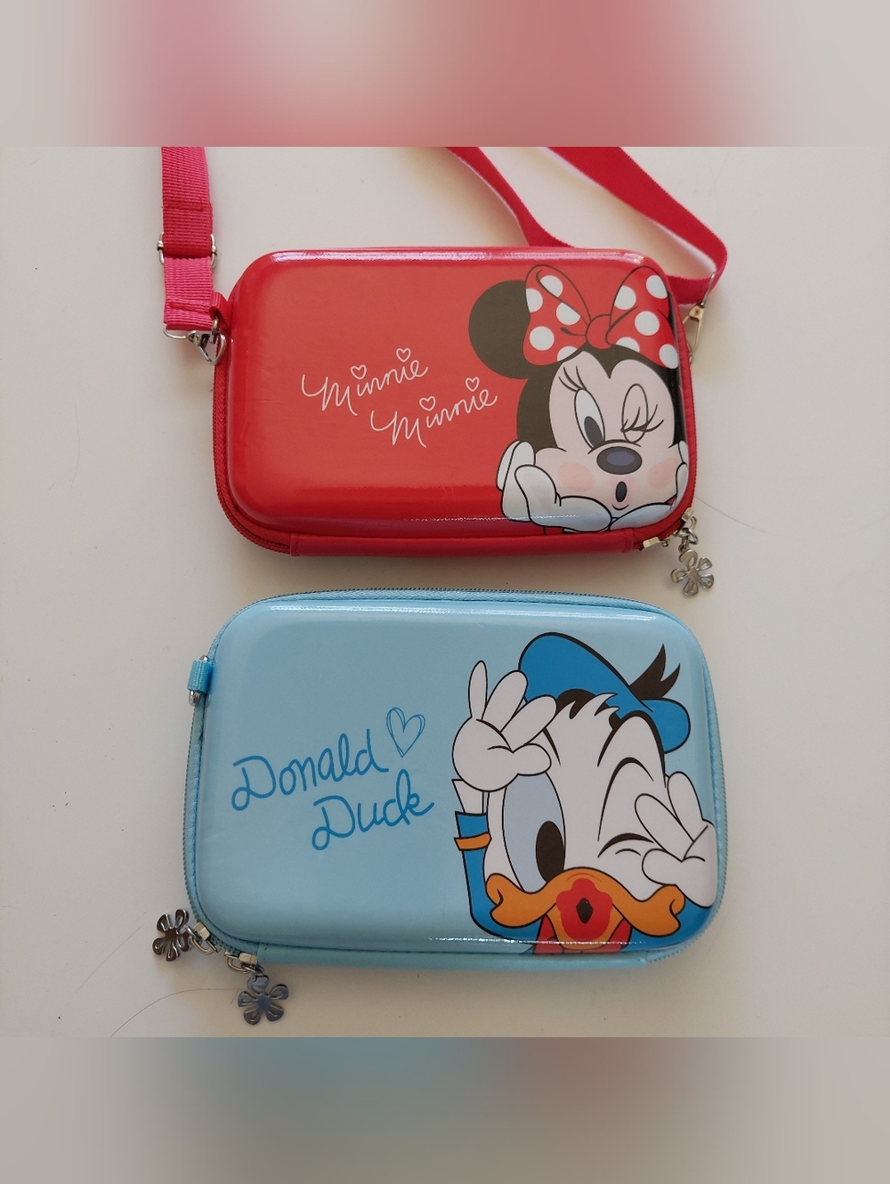 Minnie & Donald Duck Character Crossbody Pouches - Red & Light Blue